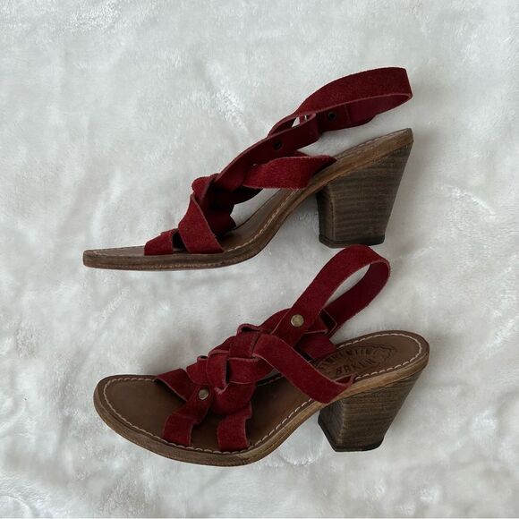 Fiorentini + Baker Heel Suede Open Toe Shoes red braided suede 37 quality - Picture 3 of 8